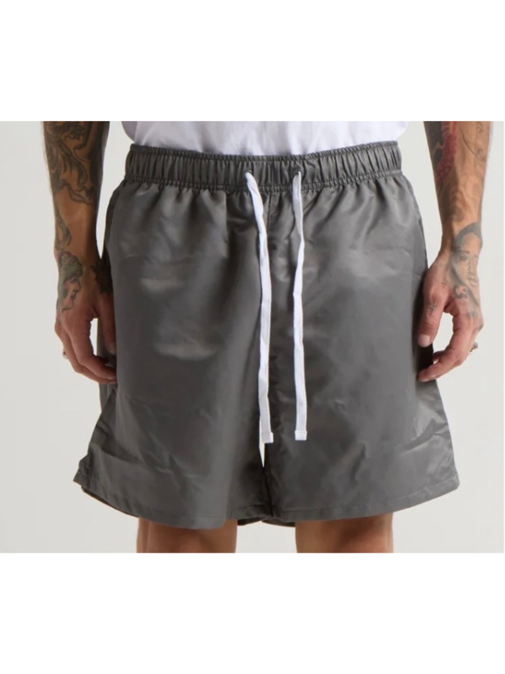 Men's NWT Shaka Wear Athletic Running Shorts Size L Grey White
